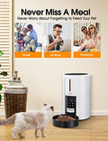  WOPET Timed Automatic Cat Food Dispenser, Automatic Pet Feeder For Cat And Small Medium Dogs, 1-6 Meals Daily With Portion Control, 10s Meal Calls (White + Black)