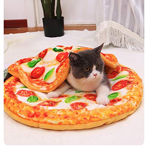  1pc Short Plush Pet Mat Durable Poached Eggs Blanket Mats For Small Dog And Cat Cute Omelette Pet Blankets Puppy Cat (Color : Pizza Blanket, Size : L)