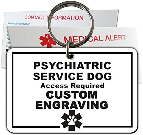  My Identity Doctor Psychiatric Service Dog ID Tag Custom Engraved Rectangle Plastic - Blue - Medium