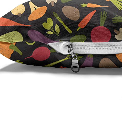  Lunarable Vegetable Pet Bed, Repeating Pattern With Various Healthy Fresh Foods On Dark Backdrop, Chew Resistant Pad For Dogs And Cats Cushion With Removable Cover, 24" X 39", Charcoal Grey Multicolor