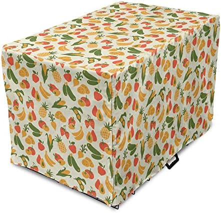  Lunarable Vegetable Dog Crate Cover, Vegetarian Food Pattern With Colorful Ingredients With Grunge Backdrop, Easy To Use Pet Kennel Cover For Small Dogs Puppies Kittens, 18 Inch, Multicolor