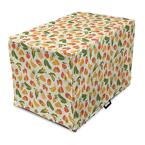 Lunarable Vegetable Dog Crate Cover, Vegetarian Food Pattern With Colorful Ingredients With Grunge Backdrop, Easy To Use Pet Kennel Cover For Small Dogs Puppies Kittens, 18 Inch, Multicolor