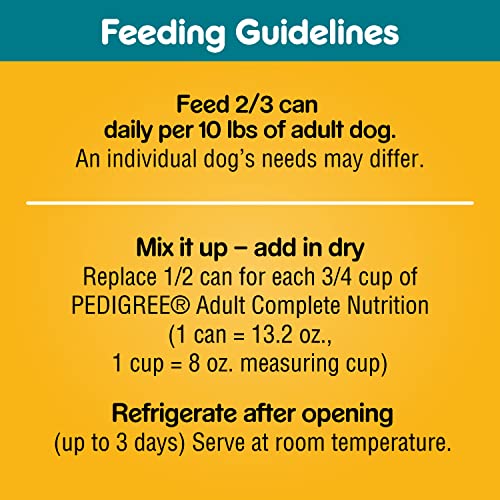  PEDIGREE CHOPPED GROUND DINNER Adult Canned Soft Wet Dog Food, Chicken & Rice Dinner, 13.2 Oz. Cans (Pack Of 12)