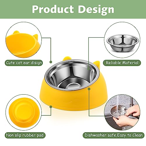  Sanwuta 7 Pcs Cat Food Bowl Stainless Steel Tilted Feeding For Little Cat Raised 15° Elevated Pet Dish For Kitten Puppy Neck Protection Anti Vomit Non Skid And Non Spill Easier To Reach Food, 7 Color