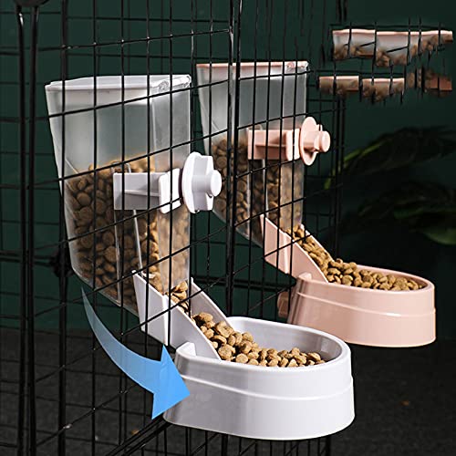  JOZZY Dog Bowls Pet Feeder Food Cage Hanging Feeding Container Automatic Dispenser Bowl Pet Suppliles For Cat Parrots Birds Kitten Pigeon Rabbit (Color : Pink)