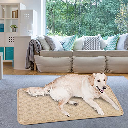  SONGBIRDTH 2Pcs Dog Training Pads Washable Waterproof Dog Pad, Reusable Travel Mats With Anti-Slip Bottom For Puppies Cats Rabbits Khaki M