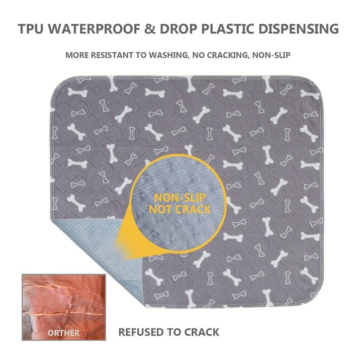  SLPEFA 2 Pack Washable Pee Pads For Dogs Pet Pee Pads 4 Layer Waterproof TPU Cute Reuseable Water Absorption Pet Dog Training Urine Pad Diapers Washable Pee Mat 32 X 36in