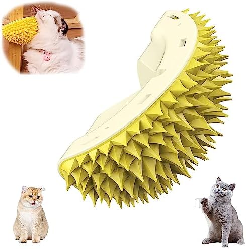  ZOVALI Durian Multifunctional Toys,Durian Cat Scratcher, Cat Scratcher Durian Comb, Massaging And Removing Floating Hair Cat Dog Mint Toys (Green+Yellow)