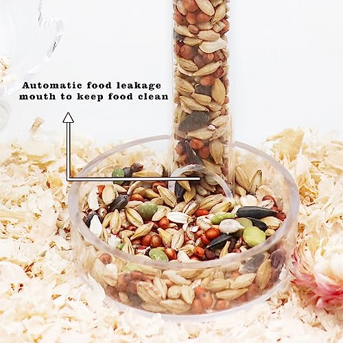  Hamsters Feeder, Transparent Acrylic Feeder Tube And Feeding Dish Set With Suction Cup, Small Animals Food Gravity Auto Dispensers, Suitable For Hamster Rat Guinea Pig Bird Parrot Lizard Hedgehog