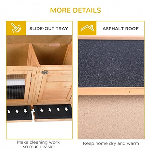  ACQUIRE Wooden Rabbit Hutch Guinea Pig House Outdoor With Sliding Out Tray, Openable Roof, Feeding Trough, Yellow