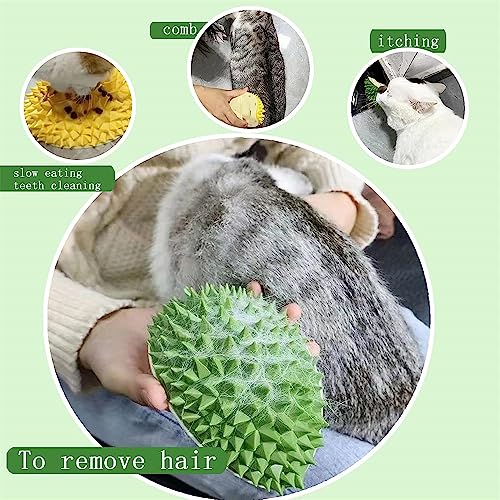  Durian-Shaped Cat Scratcher,Durian Multifunctional Toys,Cat Durian Shell Durian，Massaging And Removing Floating Hair Cat Dog Mint Toys (Green)