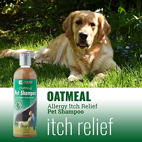  Kenic Oatmeal Pet Shampoo For Cats & Dogs - Relief For Dry, Itchy, And Sensitive Cat & Dog Coat/Skin, Soothes Flea Bites & Food Allergies, Moisturizing Formula, Soap, Paraben, & Cruelty Free, Made In USA