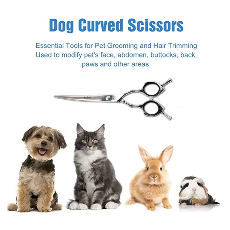  FOVANI KIM JONG YI Curved Dog Grooming Scissors Light Weight Professional Pet Shears Stainless Steel For Dogs Cats Pets