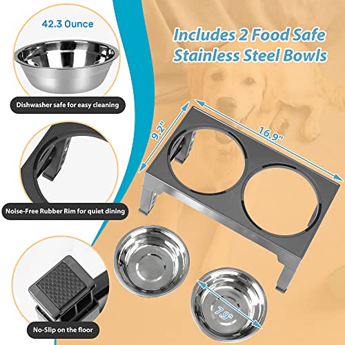  Niubya Elevated Dog Bowls With 2 Stainless Steel Dog Food Bowls, Raised Dog Bowl Adjusts To 5 Heights (3.15", 8.66", 9.84",11.02", 12.2") For Small Medium And Large Dogs