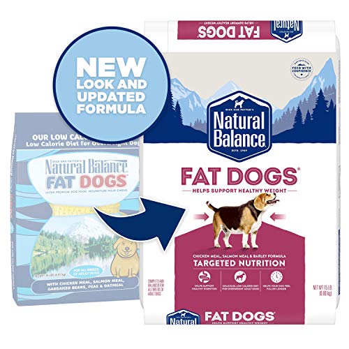  Natural Balance Fat Dogs Low Calorie Dry Dog Food Chicken Meal, Salmon Meal, Garbanzo Beans, Peas & Oatmeal, 15 Pounds (Packaging May Vary)