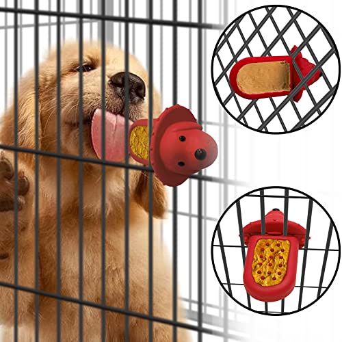  Dog Crate Training Tool, Dog Training Aid For Secures To Crate Peanut Butter Toy, Dog Kennel Therapy Training Slow Feeder Toy For Reduces Anxiety, Dog Crate Toy(Red)