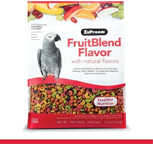  ZuPreem FruitBlend Flavor Pellets Bird Food For Parrots And Conures, 17.5 Lb - Daily Blend Made In USA For Caiques, African Greys, Senegals, Amazons, Eclectus, Small Cockatoos
