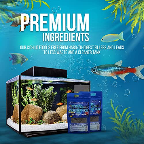  Ron's Cichlid Fish Food For African Cichlids, Tetras & Other Tropical Fish, Premium Food For Brighter Colors, Healthier Fish & Cleaner Tanks, Pellets Made With Real Shrimp & Natural Ingredients, 1 LB