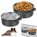  Hanging Pet Bowls,Dog Water & Food Bowls,2PCS Dog Grate Bowls,Stainless Steel Kneel Bowls With Clamp Holder For Cage, Crate, Kennel For Large/Medium/Small Pets (M(6.3"*2.6"+5.6"*2.4"), Gray)