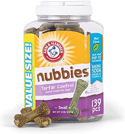  Arm & Hammer For Pets Nubbies Dental Treats For Dogs From Arm And Hammer - Dog Dental Chews Fight Bad Dog Breath, Plaque & Tartar-Dog Dental Care, 139 Count(Pack Of 1)