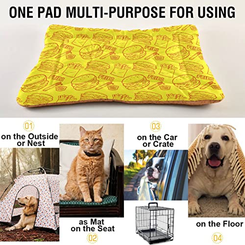  Food Hamburger Fries Dog Bed Cat Bed Soft Comfortable Pet Bed Non-Slip Calming Kennel Pad For Small Medium Large Dogs Cats 2116480