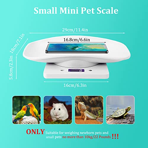  Digital Mini Pet Scale, Small Animal Weight Scale, Portable LCD Electronic Weighing Scale With Tray(Max. 22 Lbs), Multifunction Kitchen Scale For Food/Puppy/Kitten/Lizard/Hamster/Tortoise/Whelping