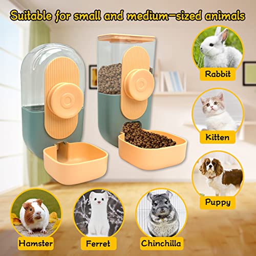 Kathson Hanging Automatic Food Water Dispenser Small Cat Feeder And Water Dispenser Gravity Auto Feeder And Waterer Set For Rabbit Chinchilla Guinea Pig Hedgehog Ferret Kitty Puppy