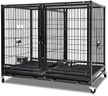  43" Stackable Heavy Duty Cage W/Feeding Doors And Divider Or Additional Tray (DG-43-FS)