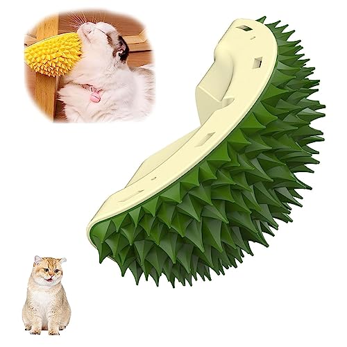  Durian Multifunctional Toys,Durian Cat Scratcher,Massaging And Removing Floating Hair Cat Dog Mint Toys (Yellow)