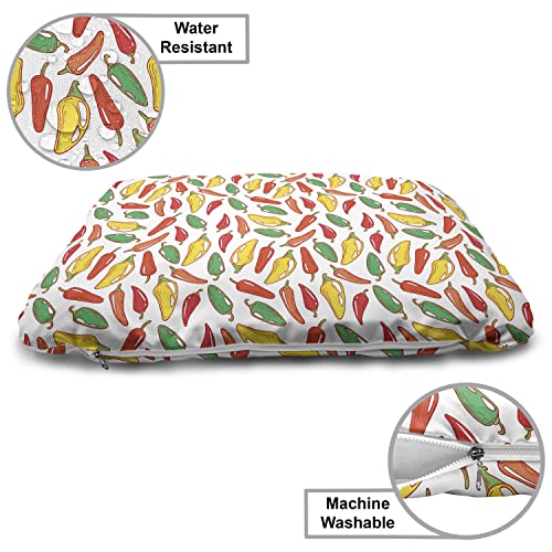  Lunarable Pepper Wooden Pet House, Vegetarian Food And Vegetables Pattern Exotic Hot Ingredients Mexican Cusine Element, Outdoor & Indoor Portable Dog Kennel With Pillow And Cover, Medium, Multicolor