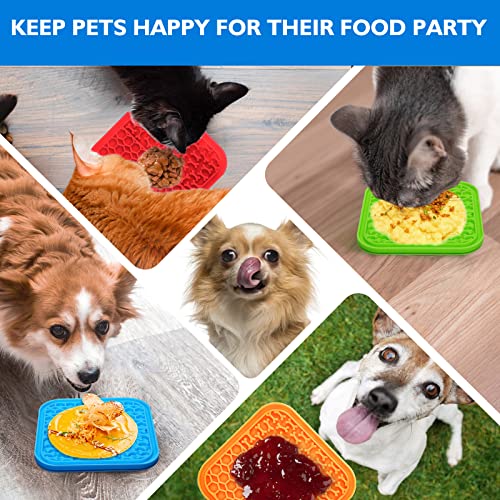  4 Pack Lick Mat For Dogs, Dog Slow Feeder Dowl Mat For Bathing Grooming Nailing Trimming, Food-Grade, Non-Toxic, Licking Pad For Dogs And Cats, Puzzle Feeding Mat For Pets