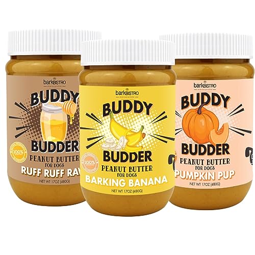  Pumpkin Pup + Ruff Ruff Raw + Barkin Banana Buddy BUDDER, 100% Natural Dog Peanut Butter, Healthy Dog Treats - Made In USA (Set Of 3)