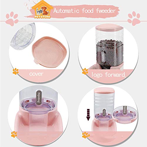  XingCheng-Sport Automatic Pet Feeder Small&Medium Pets Automatic Food Feeder And Waterer Set 3.8L, Travel Supply Feeder And Water Dispenser For Dogs Cats Pets Animals (Pink)