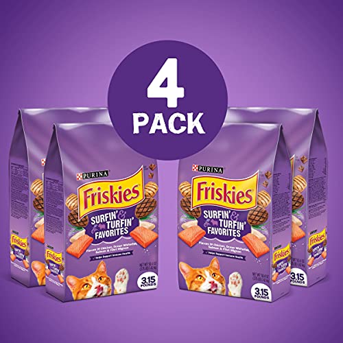  Purina Friskies Dry Cat Food, Surfin' & Turfin' Favorites - (4) 3.15 Lb. Bags