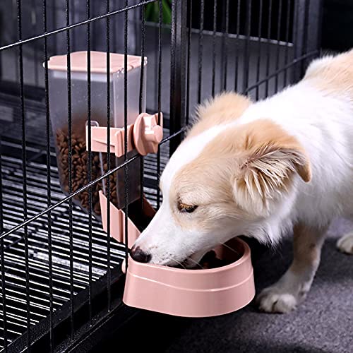  JOZZY Dog Bowls Pet Feeder Food Cage Hanging Feeding Container Automatic Dispenser Bowl Pet Suppliles For Cat Parrots Birds Kitten Pigeon Rabbit (Color : Pink)