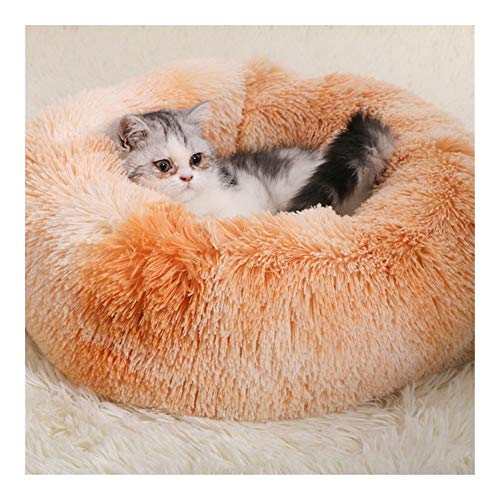  YangYan Kennel Round Pet Cat Bed Soft Plush Cat Dog House Matress Mat Winter Puppy Warm Nest Soft Pet Cat Sleeping House (Color : Grey, Size : 35cm)