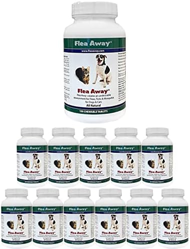  Flea Away All Natural Supplement For Fleas, Ticks, And Mosquitos Prevention For Dogs And Cats, 100 Chewable Treat Tablets, Single