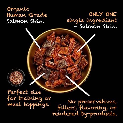  SIMBA'S WAY - Salmon Skin Bites Dog And Cat Treats, Organic Human Grade, Single Ingredient, All Natural, Grain-Free, No Preservatives, Made In The USA. [ 3 .oz ] [ 2 Pack ]