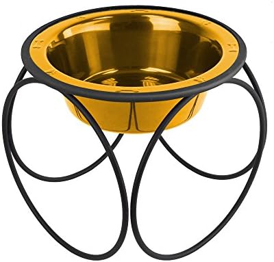  Platinum Pets Olympic Single Diner Feeder With Stainless Steel Dog Bowl, Large, Midnight Black