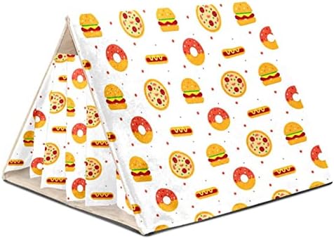  Y-DSIWX Guinea Pig Hideout House Bed, Burger Donut Hot Dog Pizza Flat Food Pattern Rabbit Cave, Squirrel Chinchilla Hamster Hedgehog Nest Cage