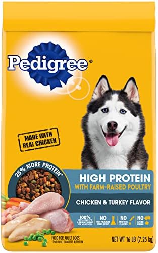  Pedigree High Protein Adult Dry Dog Food Chicken And Turkey Flavor Dog Kibble, 18 Lb. Bag
