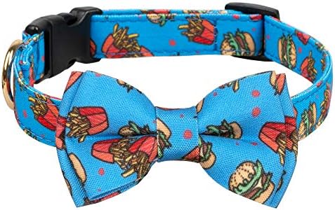  Gyapet Dog Collar For Large Dogs Medium Bowtie Detachable Adjustable Cute Cartoon Quick Release Snap Pizza L