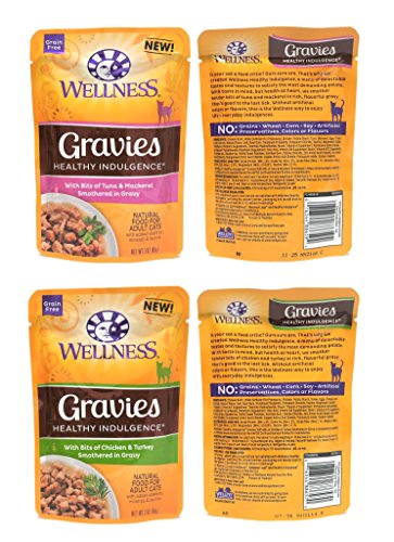  Wellness Healthy Indulgence Wet Cat Food Pouch Variety Pack, 10 Flavors, 3-Ounces Each (10 Pack)