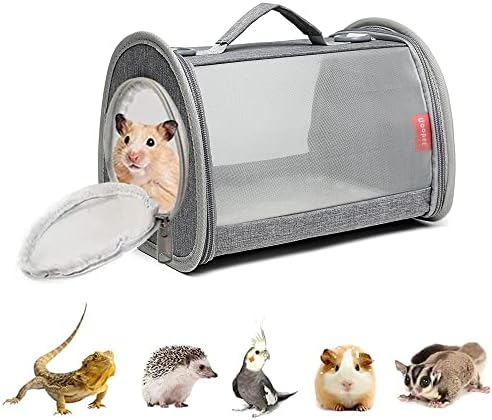 GENERIC Portable Travel Small Animal Carrier Bag Guinea Pig Carrier Bird Rabbit Turtle Carrier Cage Portable Travel Hamster Small Pet Bag Bird Rabbit Guinea Pig Squirrel Breathable Hangbag(Khaki)