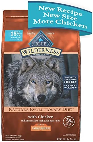  Blue Buffalo Wilderness High Protein Natural Large Breed Adult Dry Dog Food Plus Wholesome Grains, Chicken 24 Lb Bag