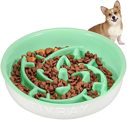  Tivray Slow Feeder Dog Bowls Small Breed, 1.5 Cups Ceramic Dog Slow Feeder Bowl, Puppy Slow Feeder Bowl For Fast Eaters Puzzle Dog Food Bowls Slow Feeder, Slow Eating Dog Bowl For Small & Medium Dogs