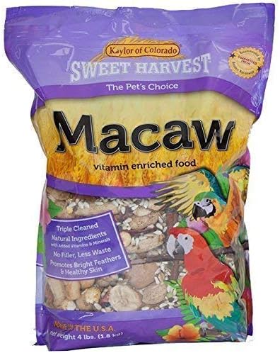  Sweet Harvest Macaw Bird Food, 4 Lbs Bag - Seed Mix For Macaw Parrots