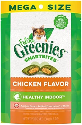  FELINE GREENIES SMARTBITES HEALTHY INDOOR Natural Treats For Cats, Tuna Flavor, 16 Oz. Tub