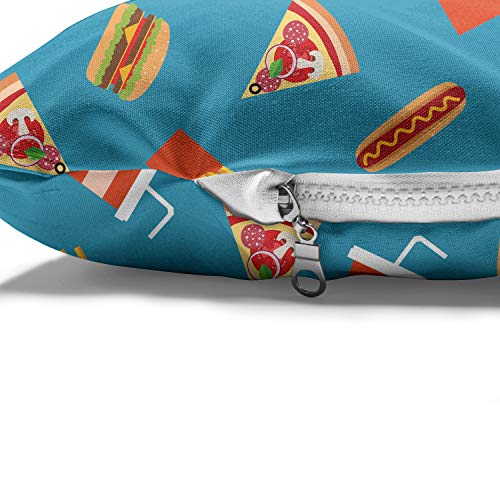  Ambesonne Food Pet Bed, Delicious Doodle Of Donuts Hot Dog Soda Cup Hamburger Fries And Pizza Slices, Chew Resistant Pad For Dogs And Cats Cushion With Removable Cover, 24" X 39", Sea Blue Multicolor