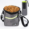  Wakytu Dog Treat Pouch With Water Bottle Bag, Large Pet Training Bag For Dogs Cats With Poop Bag Dispenser, Zippered Pocket, Metal Clip, Waist Belt, Shoulder Strap,Training Bag For Pets, 2.0 Grey-4L